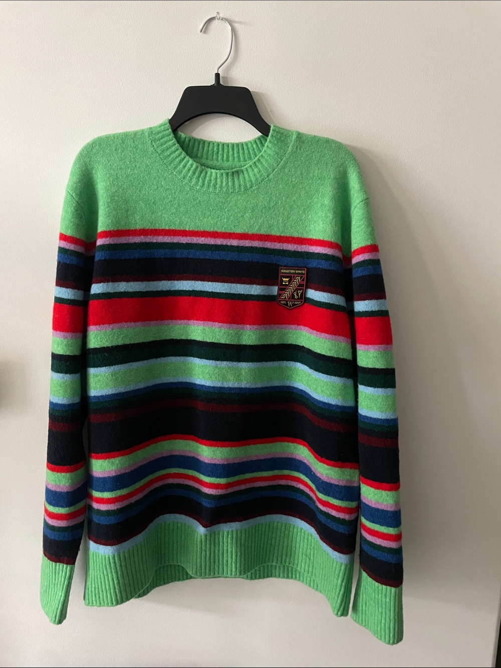 Houston White X Target Striped Sweater Women’s size Medium Patch Chest Preppy